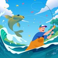 Fishing Activity during Fall vector