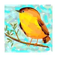 Beautiful bird on tree hand drawn vector illustration background.