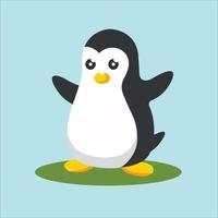 Cute penguin icon in flat style. vector