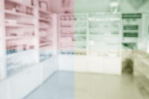 pharmacy shelves filled with medication blur background photo