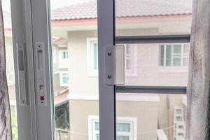 mosquito net wire screen on house window protection against insect photo