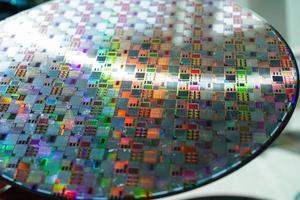 Silicon wafer for manufacturing semiconductor of integrated circuit. photo