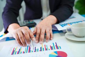 Businessman working and analysis with statistic graph in office. photo