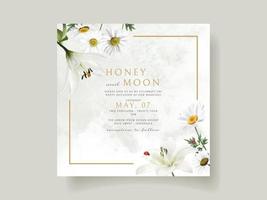 Beautiful floral and ladybugs wedding invitation card vector