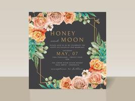 hermosa tarjeta de invitación de boda floral y abejas vector