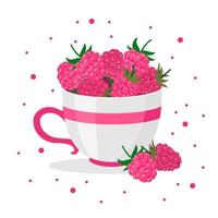 Ripe raspberries in a mug. vector