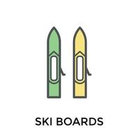 tabla de esquí de moda vector