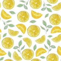 Watercolor seamless pattern with lemons for decoration, for kitchen textile, napkins vector