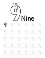 Number Tracing Book Interior For Kids. Children Writing Worksheet. Premium Vector Elements.-09