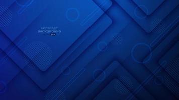 Geometric line shape and triangle dimension layers on abstract blue gradient background vector