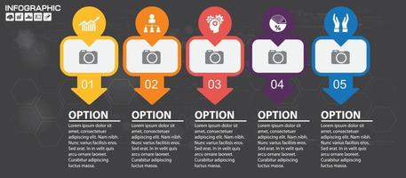 concepto de negocio con opciones, partes, pasos o procesos. se puede utilizar para diseño de flujo de trabajo, diagrama, opciones de número, diseño web. vector