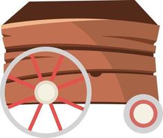 carro de madera vintage objeto vectorial de color semiplano. transporte antiguo. vagón rural. artículo de tamaño completo en blanco. ilustración de estilo de dibujos animados simple de vehículo para diseño gráfico web y animación vector