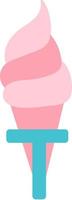 delicioso helado en cono objeto vectorial de color semiplano. postre helado. artículo de tamaño completo en blanco. refrigerio frío de verano ilustración de estilo de dibujos animados simple para diseño gráfico web y animación vector