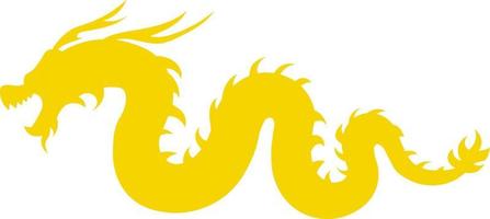 objeto vectorial de color semiplano de dragón chino amarillo. elemento ornamentado oriental. artículo de tamaño completo en blanco. ilustración de estilo de dibujos animados simple de cultura oriental para diseño gráfico web y animación vector