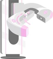 máquina de mamografía objeto de vector de color semiplano. chequeo de salud de la mujer. artículo de tamaño completo en blanco. ilustración de estilo de dibujos animados simple de equipo médico para diseño gráfico web y animación