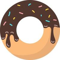 donut con objeto vectorial de color semiplano de chocolate. bocadillo gordo de comida callejera. artículo de tamaño completo en blanco. ilustración de estilo de dibujos animados simple de postre para diseño gráfico web y animación vector