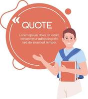 Lesson with native-speaker teacher quote textbox with flat character. Speech bubble with editable cartoon illustration. Creative quotation isolated on white background vector