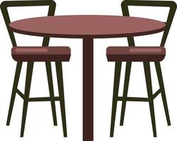 Restaurant table and chairs semi flat color vector object. Cafe furniture. Guest service. Full sized item on white. Cafeteria simple cartoon style illustration for web graphic design and animation