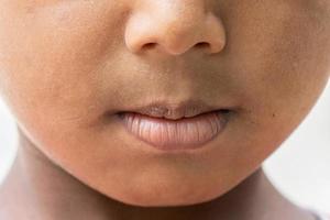 Close up of pink lips of a baby photo