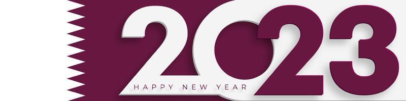 Happy New Year 2023, festive pattern with Quatar flag concept on purple color background vector