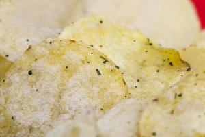 thin potato chips, closeup photo