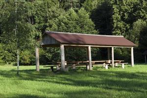 Wooden gazebo, close up photo