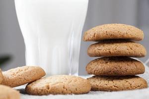 hard cookies baked with oatmeal and wheat flour photo