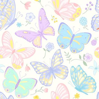 illustration Beautiful butterfly and flower botanical leaf seamless pattern for love wedding valentines day or arrangement invitation design greeting card