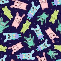 rabbit funny cute cartoon seamless pattern vector