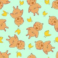chicken cute cartoon seamless pattern vector
