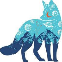 Mountains Fox with Leo star in the sky vector