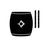 Taiko Drum Silhouette. Black and White Icon Design Element on Isolated White Background vector