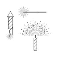 Firecrackers Outline Icon Illustration on White Background vector