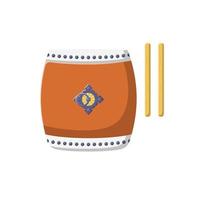 Taiko Drum Flat Illustration. Clean Icon Design Element on Isolated White Background vector