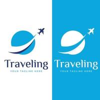 Travel agency logo design and summer vacation with airplanes. The logo can be for corporate businesses and airline ticket agents. vector