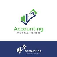 Financial accounting logo, with check mark for financial accounting stock chart analysis. In modern template vector illustration concept style.