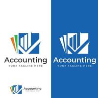 logotipo de contabilidad financiera, con marca de verificación para análisis de gráfico de acciones de contabilidad financiera. en estilo de concepto de ilustración de vector de plantilla moderna.