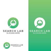 Logo search or discovery, logo search by combination, lab, moon, location, check, wave and sun. Logo with simple illustration editing. vector