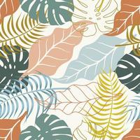 Abstract Floral seamless pattern with leaves. tropical background vector