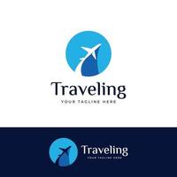 Travel agency logo design and summer vacation with airplanes. The logo can be for corporate businesses and airline ticket agents. vector