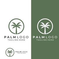 logotipo de palmera, palmera con olas y sol. utilizando la edición de diseño de plantillas de Illustrator. vector