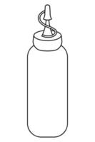 Tuba for ketchup or mustard. Barbecue sauce bottle with cap. Sketch. Vector illustration. Coloring book for children. Doodle style. Outline on isolated background. Organic product.