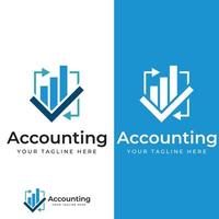 Financial accounting logo, with check mark for financial accounting stock chart analysis. In modern template vector illustration concept style.