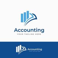 Financial accounting logo, with check mark for financial accounting stock chart analysis. In modern template vector illustration concept style.