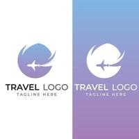 diseño del logo de la agencia de viajes y vacaciones de verano con aviones. el logotipo puede ser para empresas corporativas y agentes de venta de billetes de avión. vector