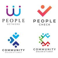 Community logo , community network , and people check.Logos for teams or groups , kindergartens , and companies. With vector illustration editing.