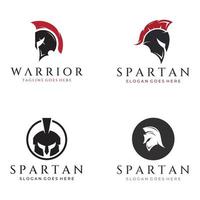 logotipo de casco de guerrero espartano o guerrero de guerra espartano fuerte y valiente. Diseñado con edición de ilustración vectorial de plantilla.
