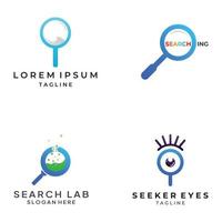 Logo search or discovery, logo search by combination, lab, moon, location, check, wave and sun. Logo with simple illustration editing. vector