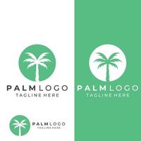 Palm tree logo, palm with waves and sun. Using Illustrator template design editing. vector