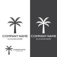 Palm tree logo, palm with waves and sun. Using Illustrator template design editing. vector